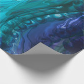 Blauwe paarse marmergolven cadeaupapier (Hoek)