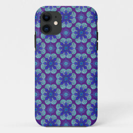 Blauwe Paarse Medallions iPhone cover