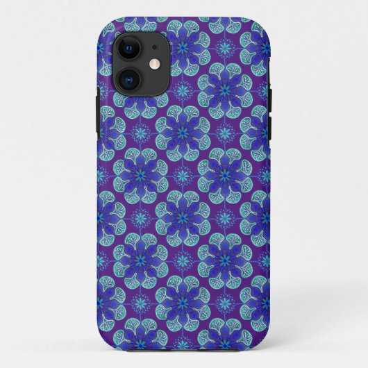 Blauwe Paarse Medallions iPhone cover (Achterkant)
