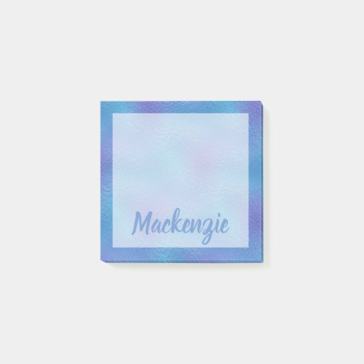 Blauwe Paarse Mottle Iridescent Shimmer Name Post-it® Notes (Voorkant)