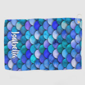 Blauwe paarse naam van het patroon met Zeemeermin Golfhanddoek (Horizontaal)