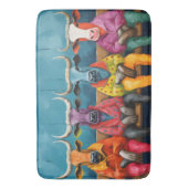 Blauwe Paarse Ox Koe Boerderij Aangekleed Badmat (Voorkant Verticaal)