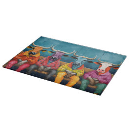 Blauwe Paarse Ox Koe Boerderij Aangekleed Snijplank