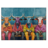 Blauwe Paarse Ox Koe Boerderij Aangekleed Snijplank (Voorkant)