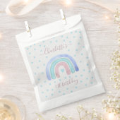 Blauwe Paarse pasteelregenboog eerste verjaardag Bedankzakje (Geknipt)