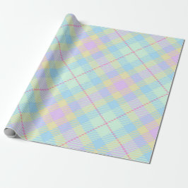BLAUWE PAARSE PASTEL PLAID PATROON CADEAUPAPIER