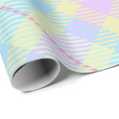 BLAUWE PAARSE PASTEL PLAID PATROON CADEAUPAPIER (Rol Hoek)
