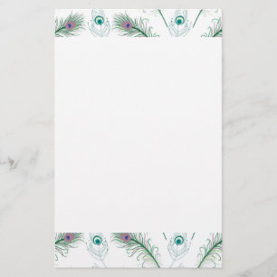 Blauwe Paarse peacock Briefpapier