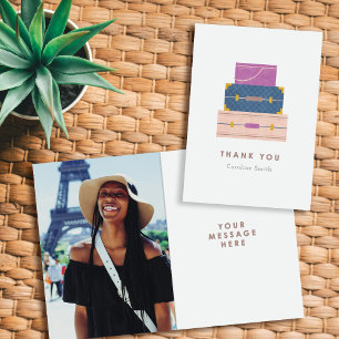 Blauwe Paarse perzik Bagage Afscheid dank u kaart