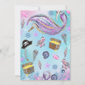 Blauwe Paarse piraten Mermaid Joint Birthday Kaart (Achterkant)