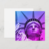Blauwe Paarse Pop Kunstbeeld van de Vrijheid New Y Feestdagenkaart (Voorkant / Achterkant)