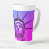 Blauwe Paarse Pop Kunstbeeld van de Vrijheid New Y Latte Mok (Rechterhoek)