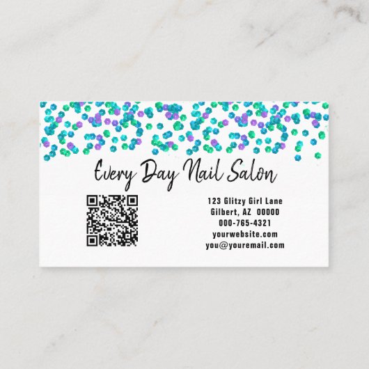 Blauwe Paarse reeksen grote tekstNAILS Aangepaste  Visitekaartje (Achterkant)