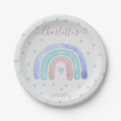 Blauwe Paarse regenboog eerste verjaardag Papieren Bordje (Voorkant)