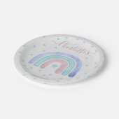 Blauwe Paarse regenboog eerste verjaardag Papieren Bordje (Gekanteld)