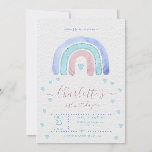 Blauwe Paarse regenboog elke dag Kaart (Voorkant)