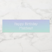 Blauwe Paarse regenboogvegellampjes ter gelegenhei Waterfles Etiket (Enkel label)