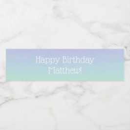 Blauwe Paarse regenboogvegellampjes ter gelegenhei Waterfles Etiket