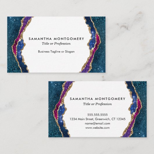 Blauwe Paarse Rood Gouden Agaat Professioneel Visitekaartje (Voorkant / Achterkant)