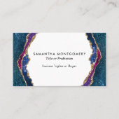 Blauwe Paarse Rood Gouden Agaat Professioneel Visitekaartje (Voorkant)