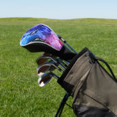 Blauwe Paarse Rood-Violet Vloeibare inkt, monogram Golfheadcover (Insitu)