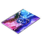 Blauwe Paarse Rood-Violet Vloeibare inkt, monogram Notitieboek (Linkerzijde)