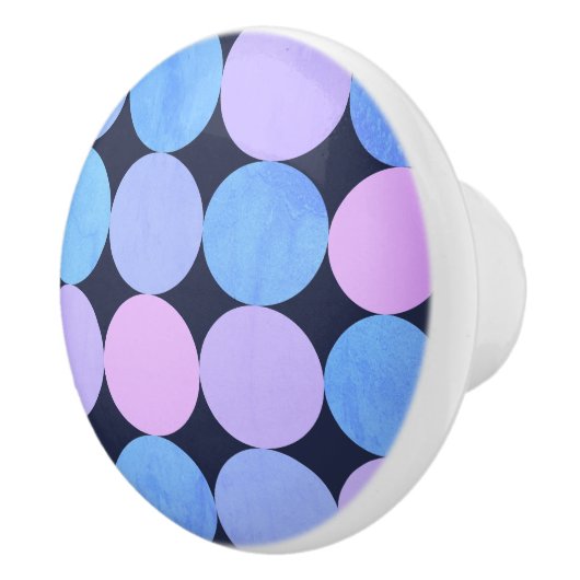 Blauwe Paarse & Roze cirkels Keramische Knop (Rechts)