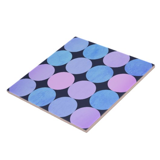 Blauwe Paarse & Roze cirkels Tegeltje (Zijkant)