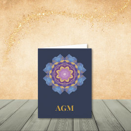 Blauwe, Paarse, roze en gouden Abstracte briefkaar Bedankkaart