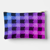 Blauwe Paarse Roze Hues Plaid Artisan Haakprint Etui (Achterkant)