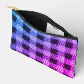 Blauwe Paarse Roze Hues Plaid Artisan Haakprint Etui (Open)