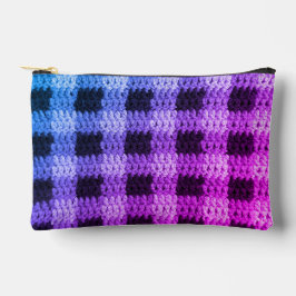 Blauwe Paarse Roze Hues Plaid Artisan Haakprint Etui