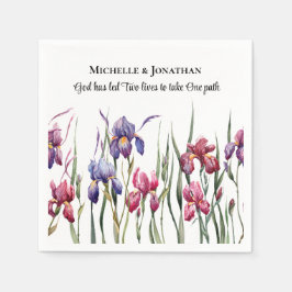 Blauwe Paarse roze Iris Floral Inspirerend bruilof Servet