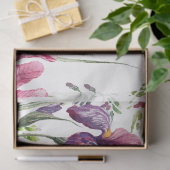 Blauwe Paarse roze Iris Flowers Waterverf Garden Tissuepapier (Geschenk)