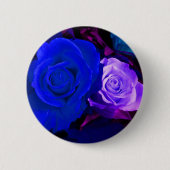 Blauwe Paarse Rozen Button -  (Voorkant)