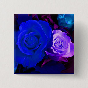 Blauwe Paarse Rozen Button -