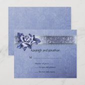 Blauwe Paarse Rozen en Lace RSVP (Voorkant / Achterkant)