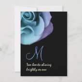 Blauwe Paarse Rozen en Sjabloon van het Zwarte Wed Kaart (Achterkant)