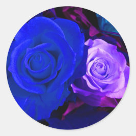 Blauwe Paarse Rozen Sticker - 