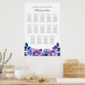 Blauwe paarse rozen. Weddenschappen 14 tafels Poster (Keuken)