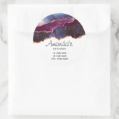 Blauwe & Paarse Ruimte & Sterren Modern Agaat Busi Ronde Sticker (Tas)