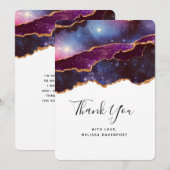 Blauwe & Paarse Ruimte & Sterren Modern Dank u Bedankkaart (Voorkant / Achterkant)