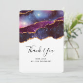 Blauwe & Paarse Ruimte & Sterren Modern Dank u Bedankkaart (Staand voorkant)