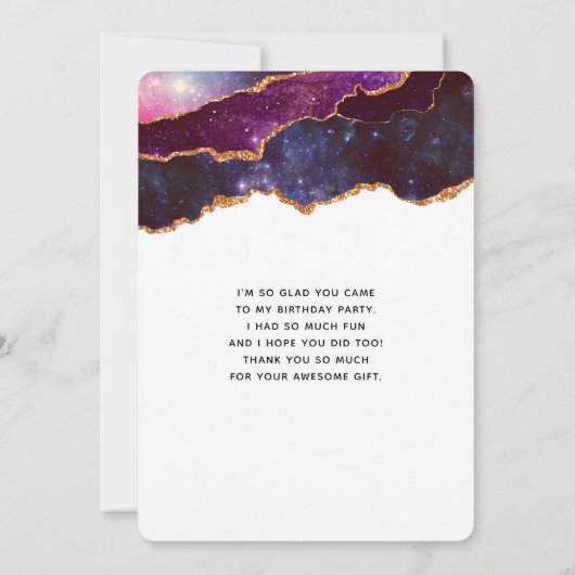 Blauwe & Paarse Ruimte & Sterren Modern Dank u Bedankkaart (Achterkant)