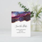 Blauwe & Paarse Ruimte & Sterren Modern Sla de dat Uitnodiging Briefkaart (Staand voorkant)