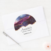 Blauwe & Paarse Ruimte & Sterren Moderne Agaat Kaa Ronde Sticker (Envelop)