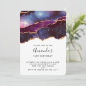 Blauwe & Paarse Ruimte & Sterren Moderne Verjaarda Kaart (Staand voorkant)