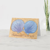 Blauwe Paarse Seashells Wedding Kaarten (Voorkant)