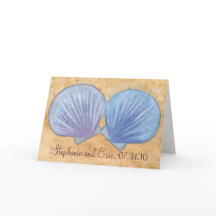 Blauwe Paarse Seashells Wedding Kaarten