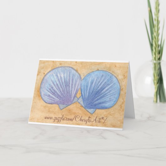 Blauwe Paarse Seashells Wedding Kaarten (Achterkant)